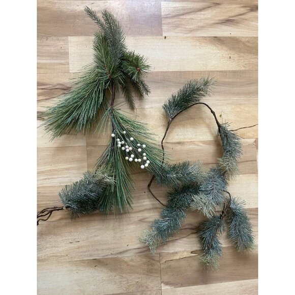 Winter Pine & Berry Garland Lot – 2 Pieces - Picture 1 of 8
